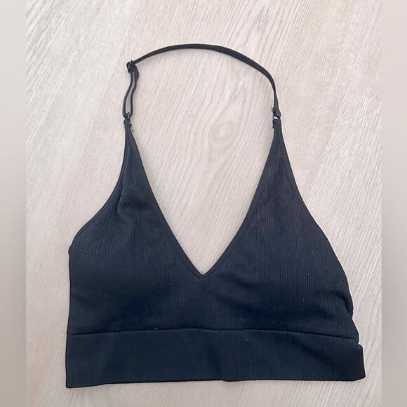 PINK Victoria's Secret Other - PINK Victorias Secret Black Ribbed Halter Bralette Size Small